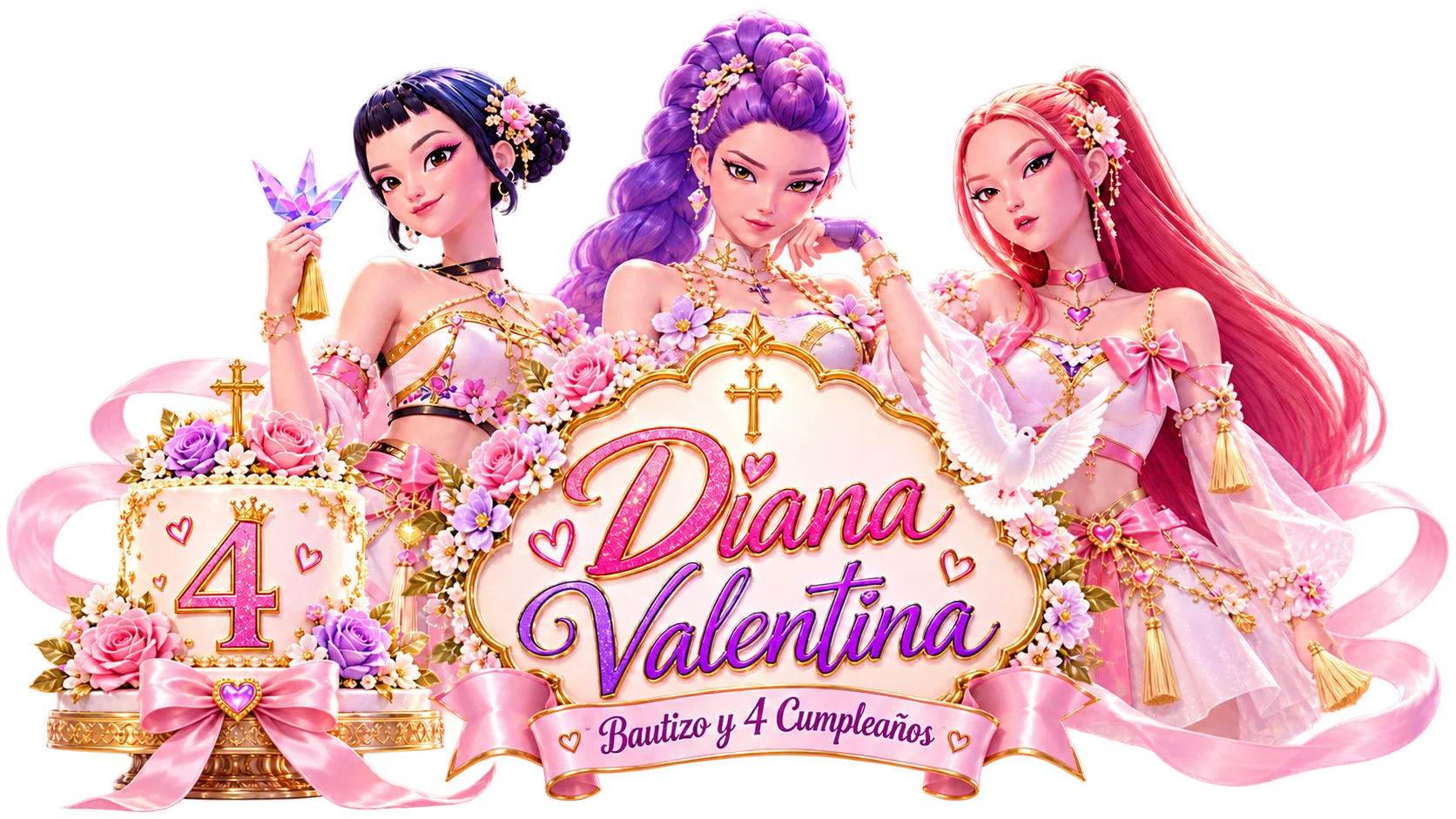 Diana Valentina · Bautizo y 4° Cumpleaños